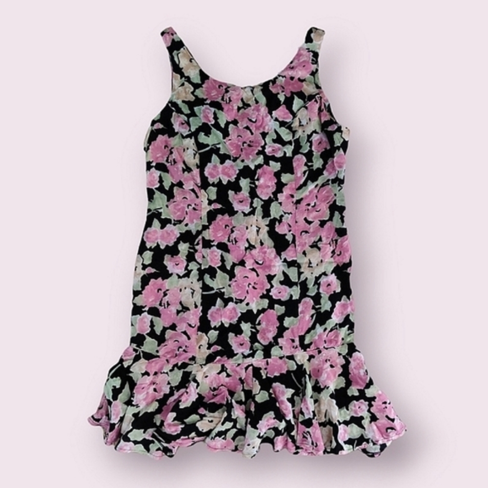 Erika's Place Black Floral Sleeveless Dress